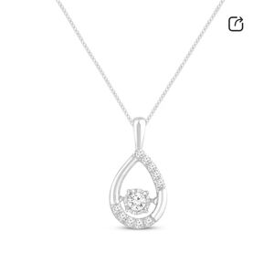 Unstoppable Love Diamond Teardrop Frame Necklace 1/4 ct tw 10K White Gold 19"